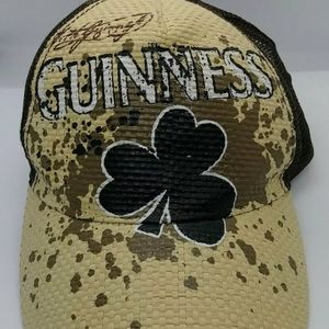 Genuine Guinness Official Merchandise Hat Shamrock Paper front snap back vintage